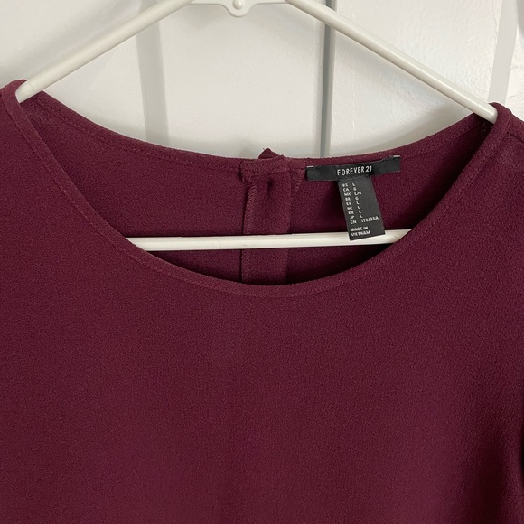 Burgundy Crew-neck Button Back Top by Forever 21 - Picture 5 of 5